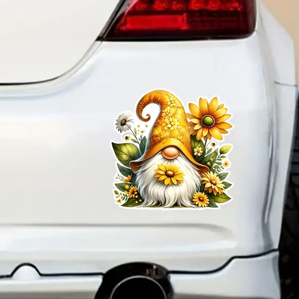 2pcs Sunflower Gnome Vinyl Sticker, 5.12''x5.12'', Vibrant Cartoon Decal for Cars, Trucks, Motorcycles, Laptops,Waterproof PVC Material | CZ103 - Image 2