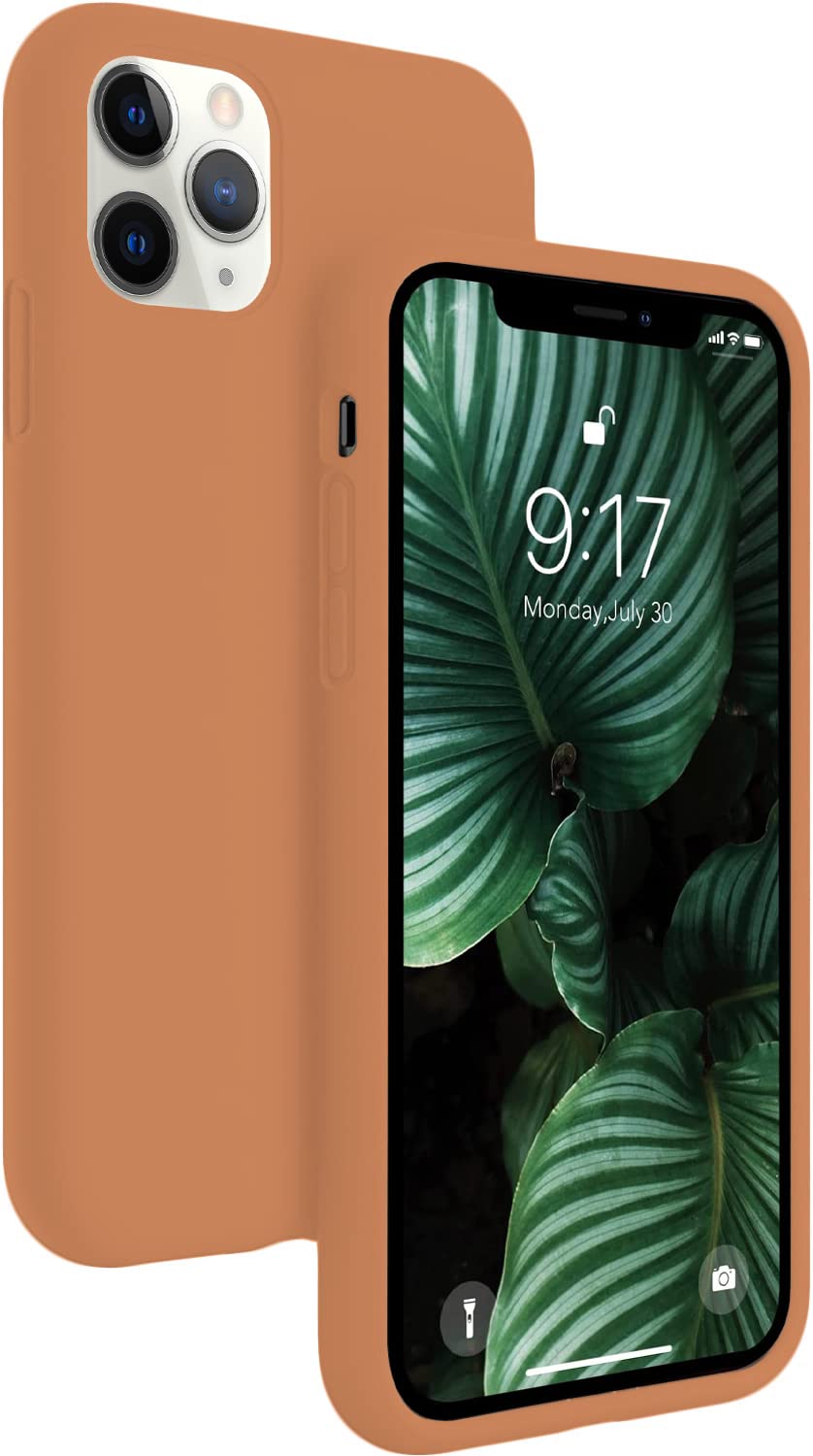 LOXXO® Microfiber Candy Case Compatible for iPhone 11 Pro Smooth Touch Cushion Liquid Soft Silicone Gel Rubber Phone Cases Non-Slip Full Body Protective Shockproof Back Cover (Brown)