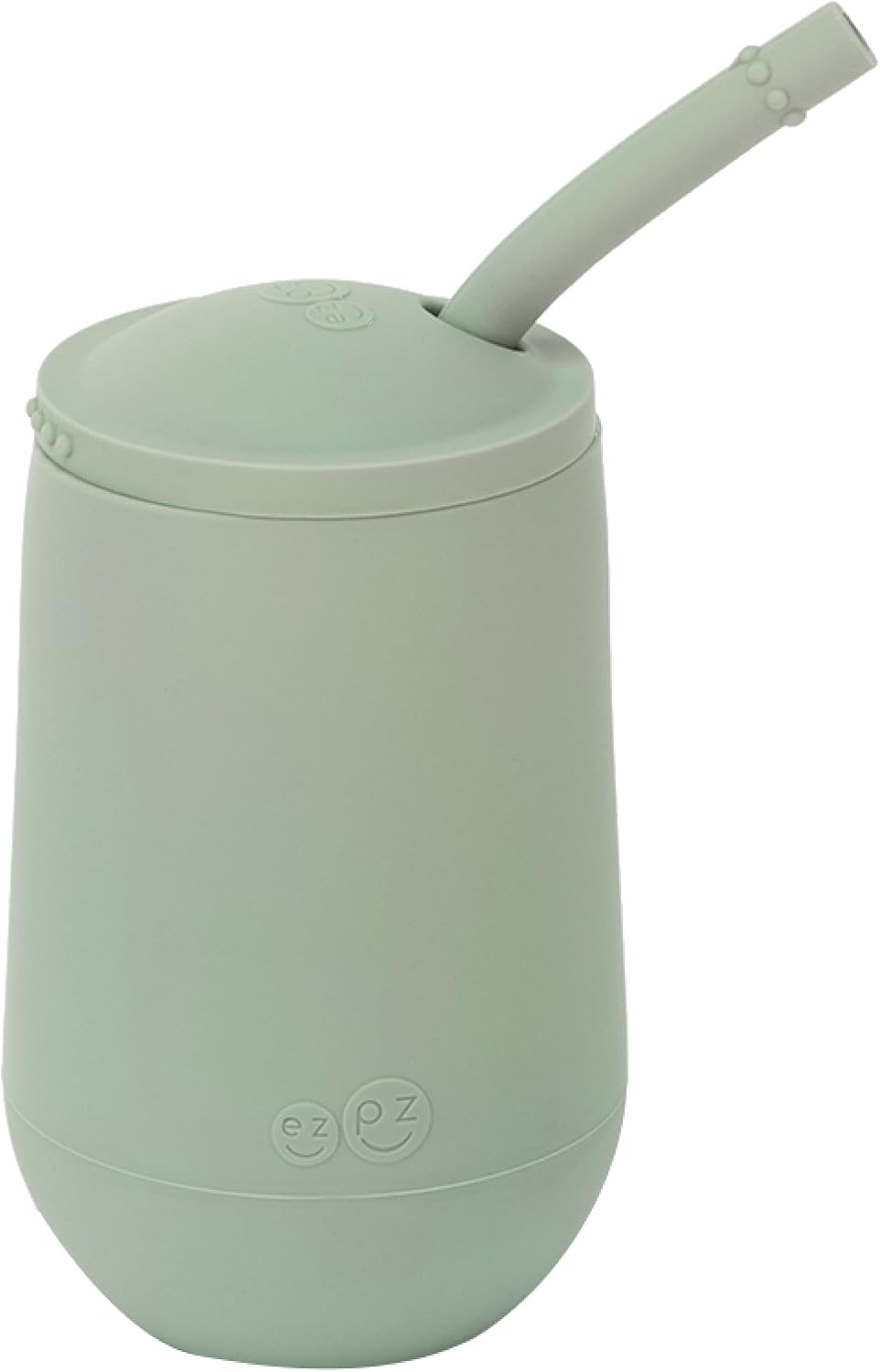 ezpz Happy Cup + Straw System (Sage) - 24 months+ - 100% Silicone Cup + Straw for Older Toddler + Preschoolers - Designed by a Pediatric Feeding Specialist