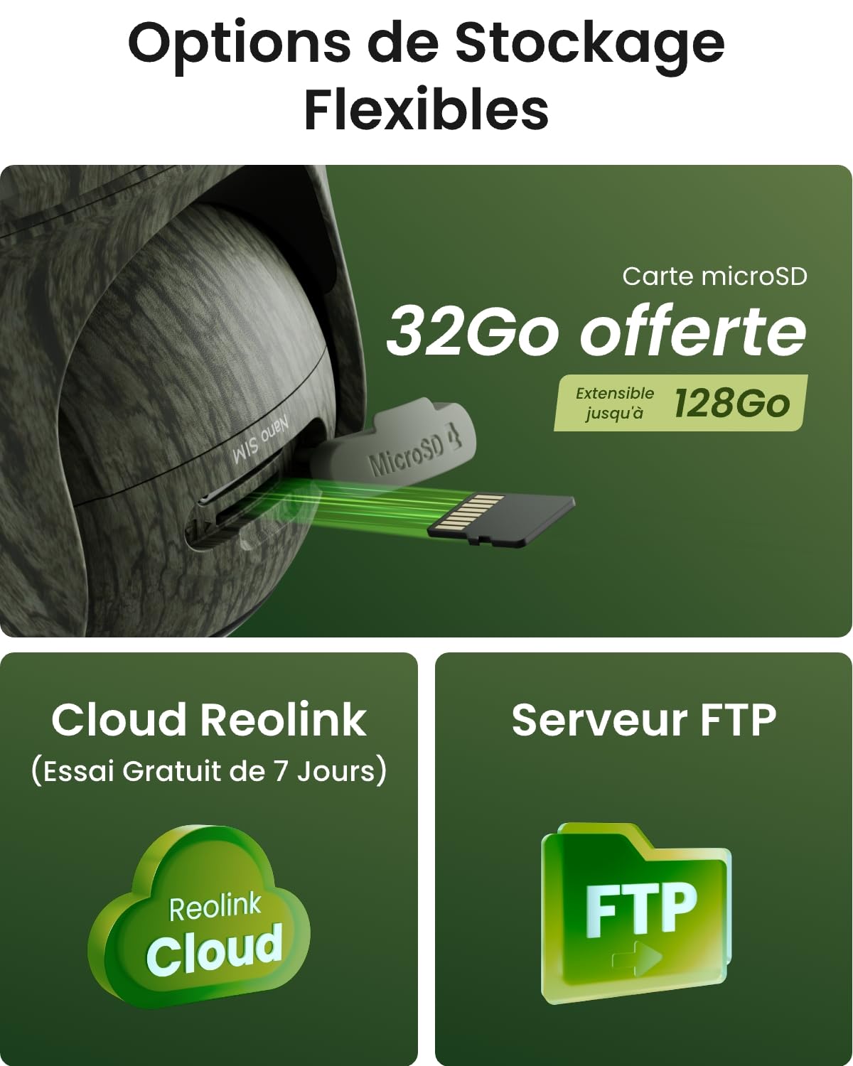 Reolink 4K 4G LTE Camera Exterieur avec Carte microSD 32 Go, Go Ranger PT