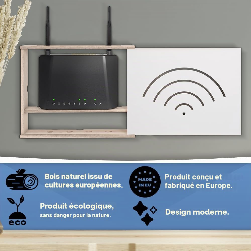 MOE UHANE Cache-routeur WiFi, Cache routeur, étagère pour routeur avec Cache Coulissant, Organisateur d’Espace pour routeur, boîte pour Modem et routeur, boîtier routeur, Montage Mural