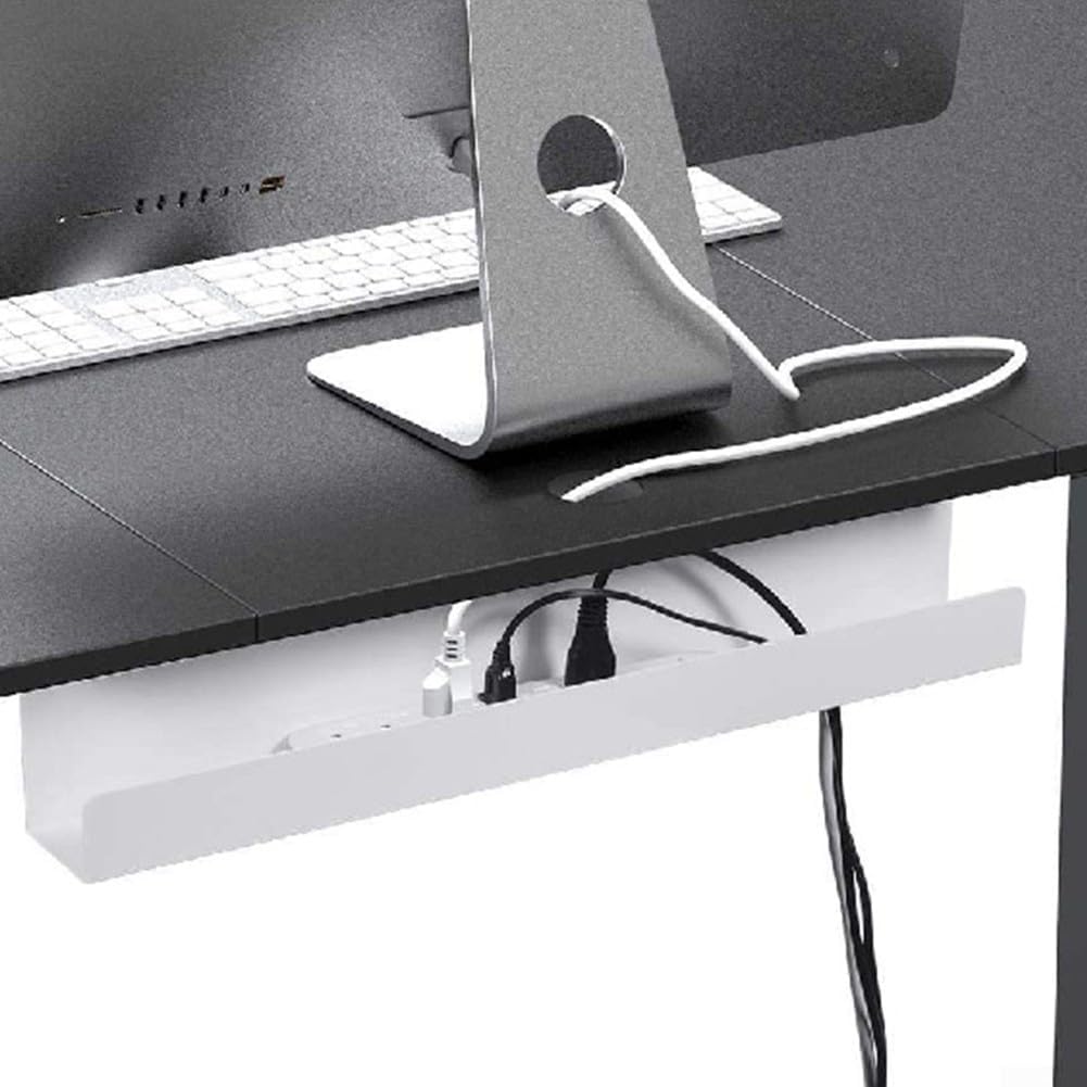 Drahtmanagement-Tablett für den Schreibtisch, 43,2 cm, Metalllösung für Kabelaufgeräumung, 2 Stück, für Zuhause oder Büro (weiß)
