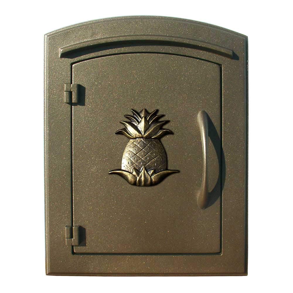 Manchester NON-LOCKING Column Mount Mailbox with "Decorative Pineapple Logo" in Bronze