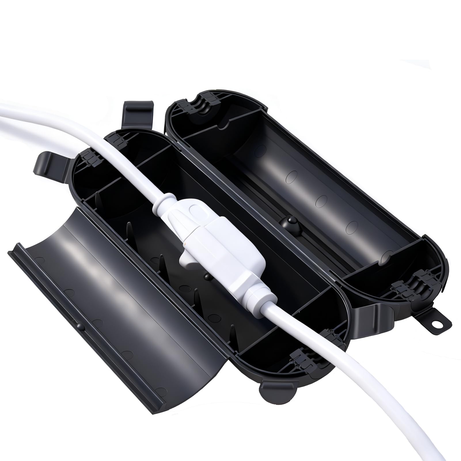 Black Outdoor Extension Cord Cover Waterproof, Weather-Resistant Electric Cord Cover, Outdoor Plug and Holiday Lights Protector for Halloween, Christmas-picture-17