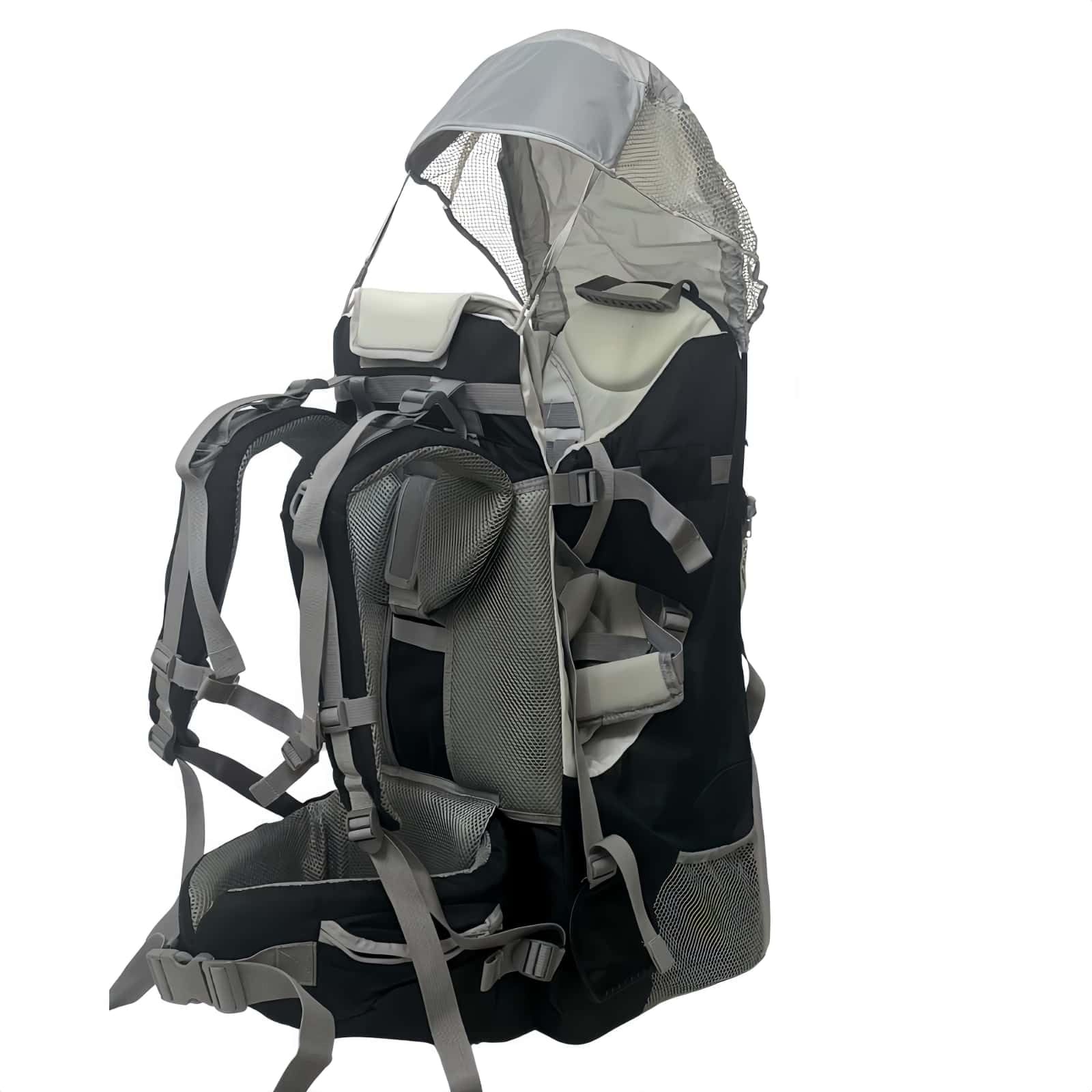 Mochila portabebés para Senderismo y Viajes - Diseño Plegable con arnés de Seguridad de 5 Puntos, Parasol Ajustable y Protector de Lluvia, Portabebés de 6 Meses a 6 años (Gris)