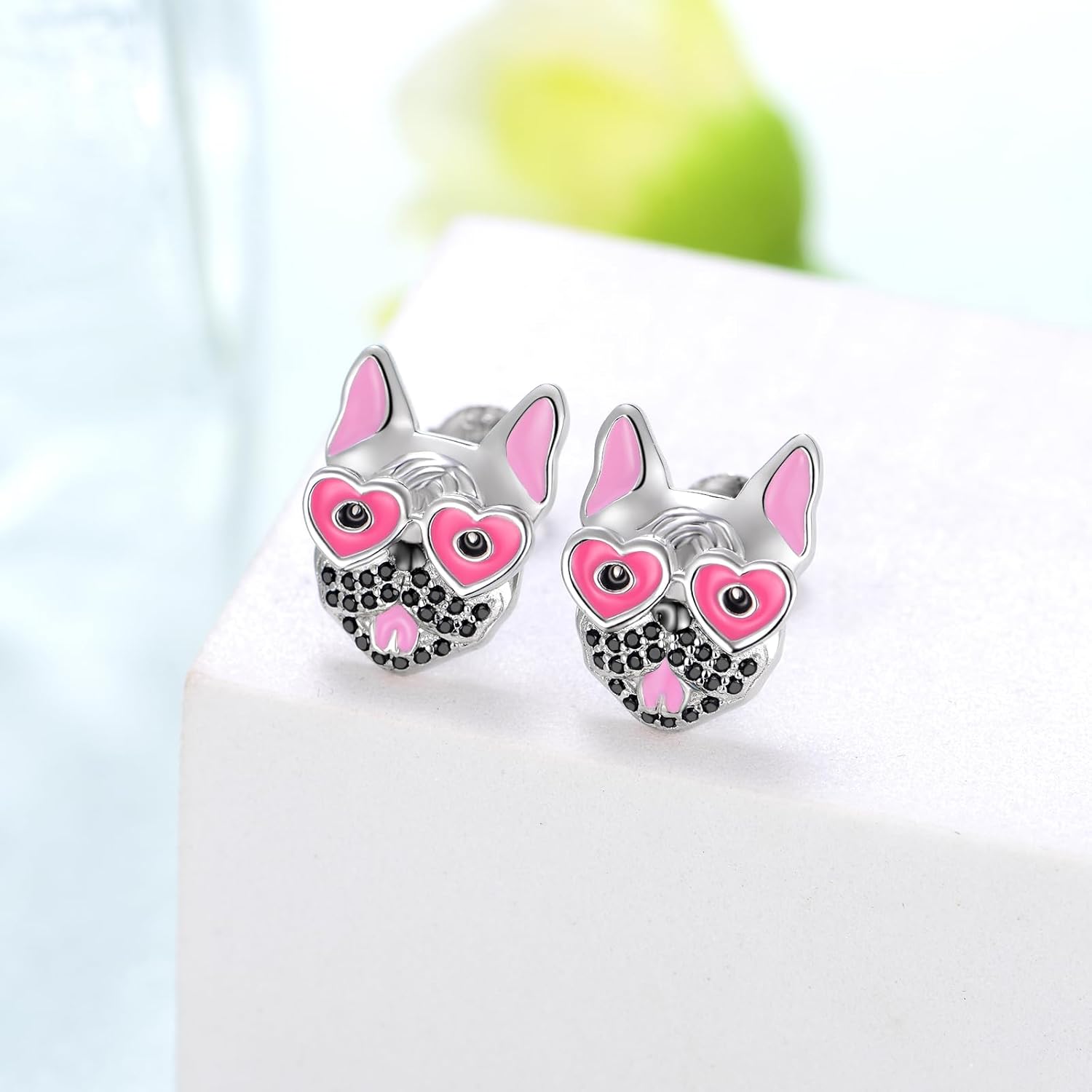 Dog Earrings 925 Sterling Silver French Bulldog Stud EarringsFrench Bulldog Jewelry for Women Dog lover Gifts - Image 2
