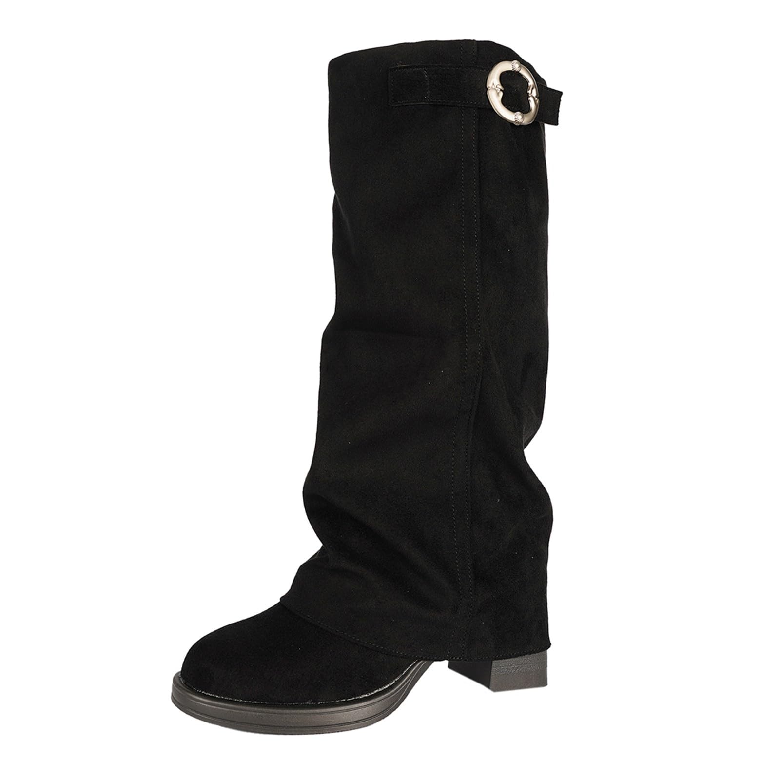 Overknees Stiefel Damen Shark Boots Schwarze Stiefe Slouchy Boots - Spitzer Zehenbereich Plateauabsatz Langschaft Knee High Boots Winter Warme Leder Mode Komfort Dressy