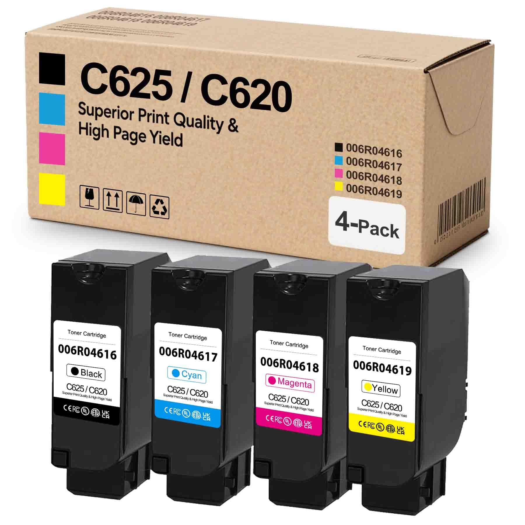 MANNERES 006R04616 006R04617 006R04618 006R04619 Toner Cartridge Replacement for Xerox Versalink C620 C625 Printers (4Pack,BK/C/M/Y)