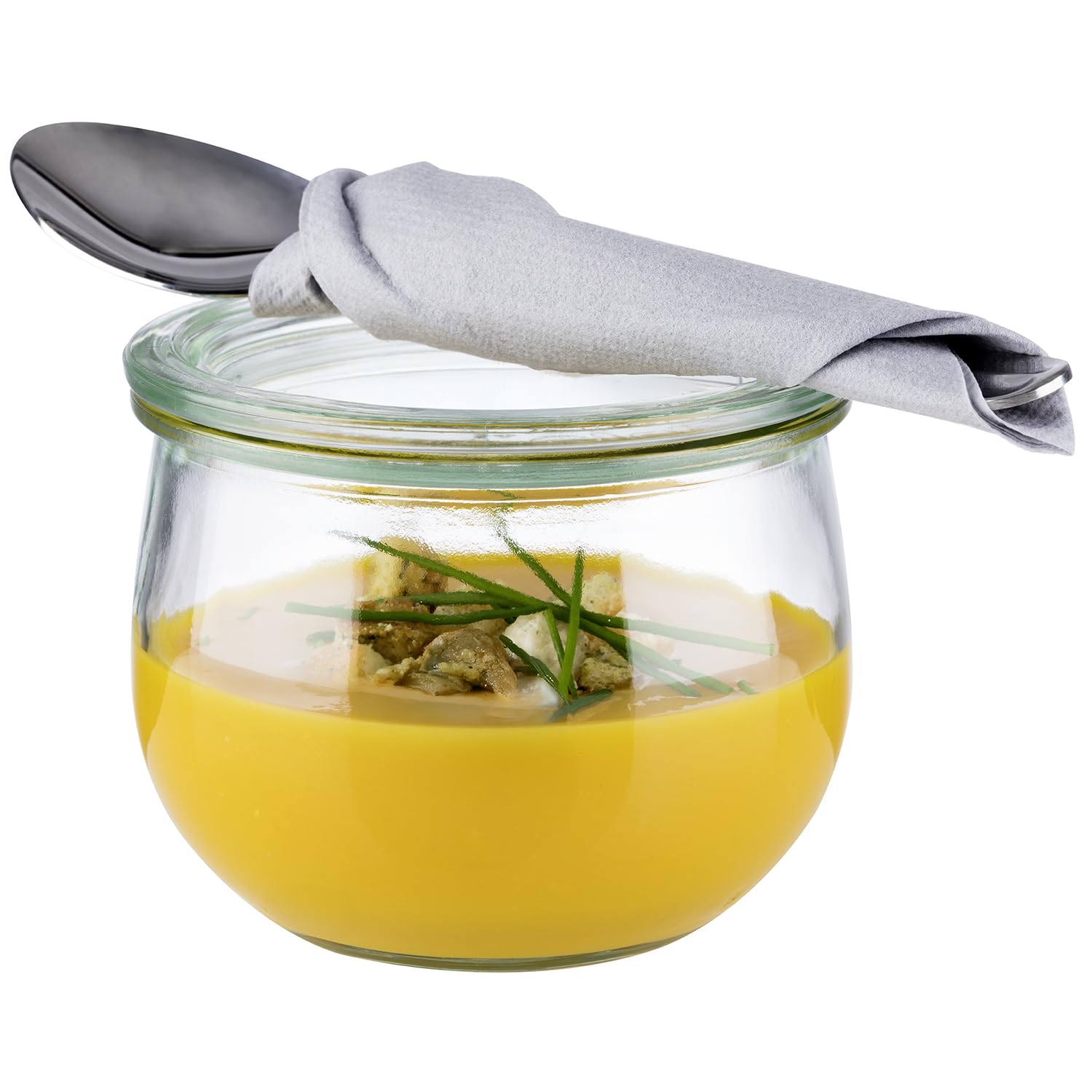 APS Set de 6 Verres Originaux WECK 580 ML avec Couvercle - Ø 11 cm/Hauteur 9 cm/Forme Tulipe