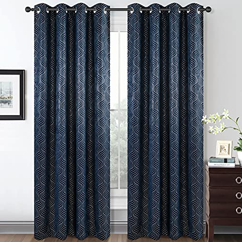 Lucky Rain Metallic Geometric Blackout Curtains for Bedroom Window Curtain Panel Thermal Insulated Decorative Drapes for Living Room,2 Panels of 52''x84''