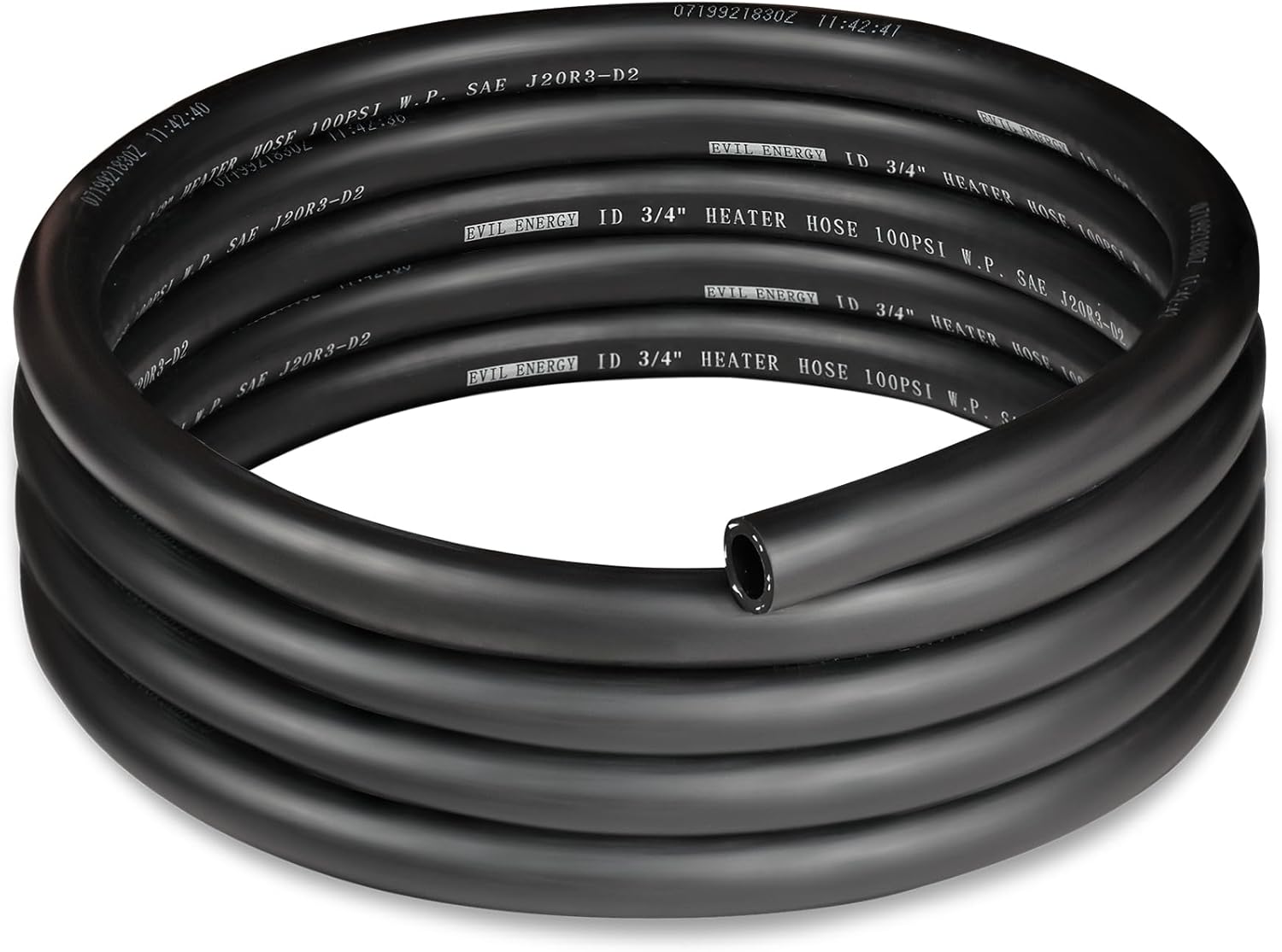 EVILENERGY 3/4" EPDM Heater Hose 10FT Black SAE 20R3 100PSI - Durable Coolant Radiator Hose for Vehicles