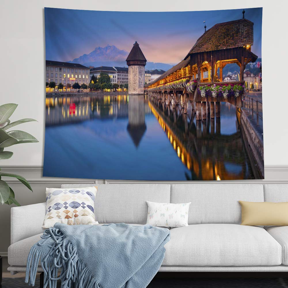OliveSleep Tapestry Swiss Landscape Wall Hangings,Art Decor Home Dorm,Living Room,Bedroom Tapestries(Multi 36,130x150cm)