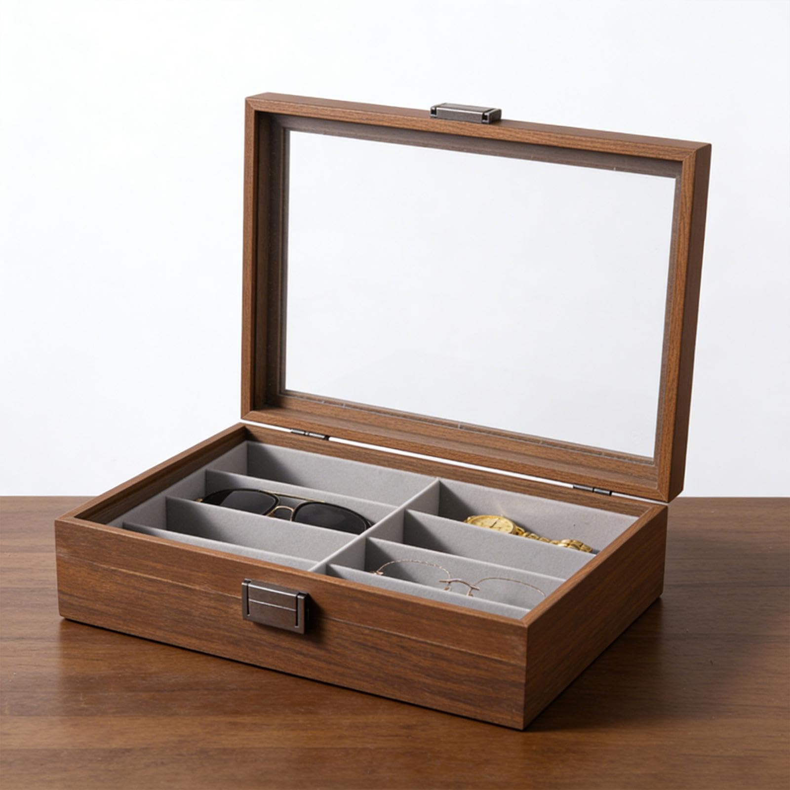 Organizzatore per Occhiali Da 8 Scomparti, Contenitore per Occhiali Da, Organizer per Gioielli con Coperchio Trasparente per Tavolo.