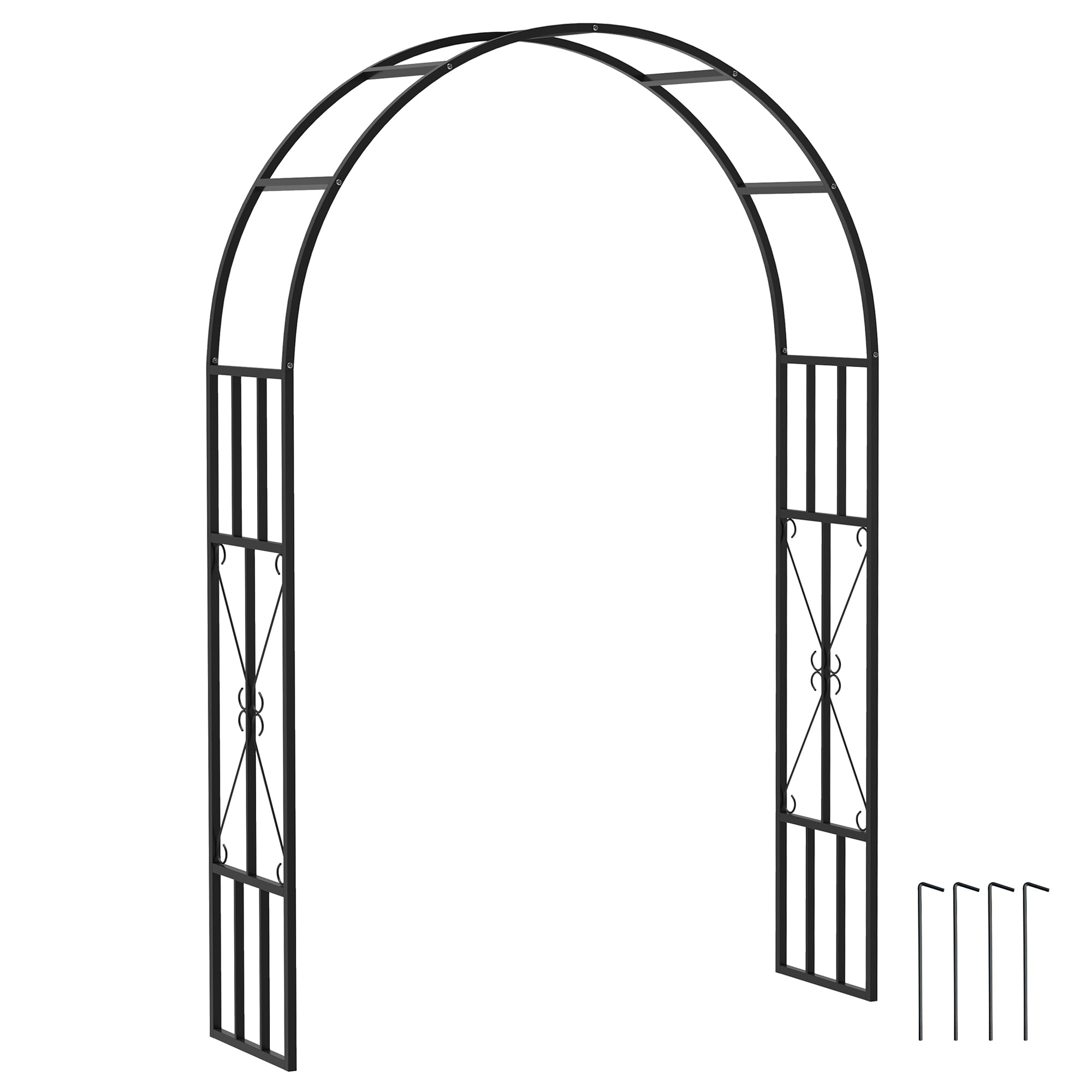 Outsunny Arche de Jardin en Acier, Arceau à rosiers pour Plantes grimpantes, rosiers, vignes de glycine, pour décoration de cérémonie, 150 x 40 x 223 cm, Noir