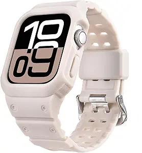 CRIS-BAND Bumper Bands Compatible with Apple Watch Band 45mm 44mm 42mm 41mm 40mm 38mm for Women Men, Water Shock-Proof Strap for iWatch Apple Watch Band with Case for Series 9 8 7 6 SE 5 4 3 2 1