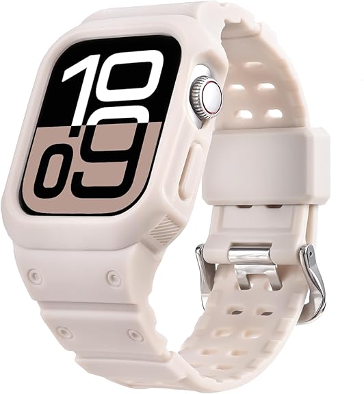 CRIS-BAND Bumper Bands Compatible with Apple Watch Band 45mm 44mm 42mm 41mm 40mm 38mm for Women Men, Water Shock-Proof Strap for iWatch Apple Watch Band with Case for Series 9 8 7 6 SE 5 4 3 2 1