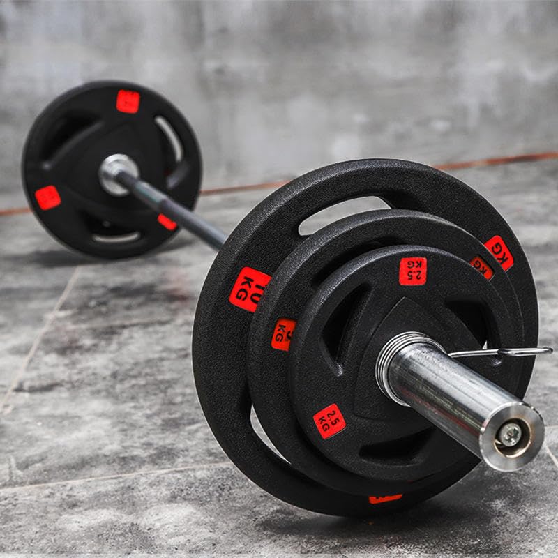 BIPOWER Disco Olimpico Recubierto de Goma con 3 Agarres - Pesas Profesionales 2,5kg a 25kg 50mm (Venta en unidades)