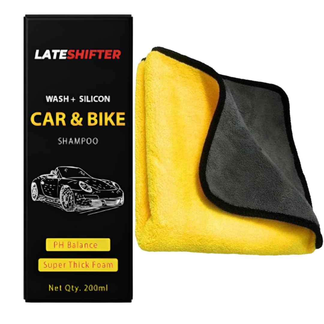 Motorcycle Care Combo – 200ml Deep Clean Shampoo + 600 GSM Microfiber Cloth | Bike Wash Kit