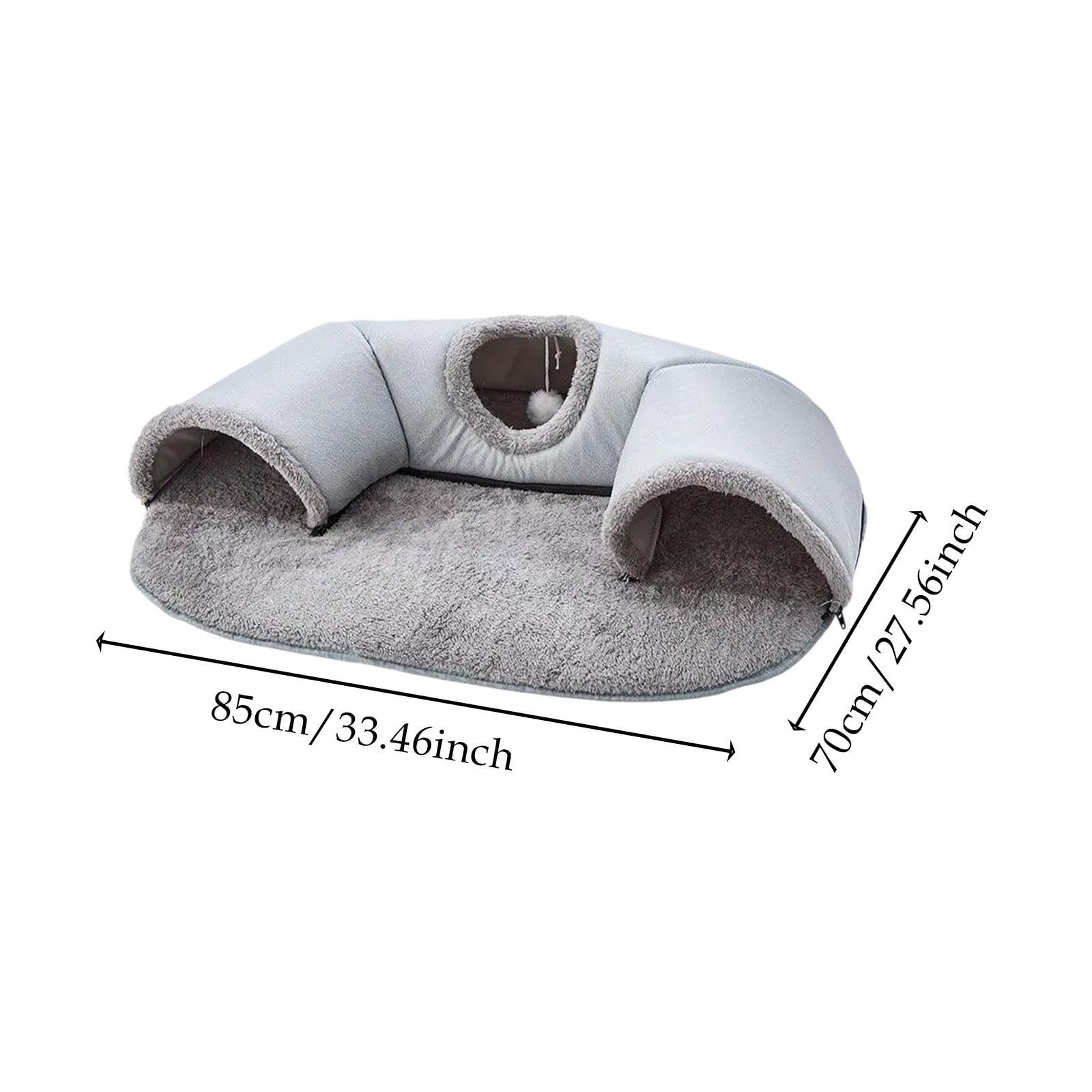 Tunnel pour Chat, Jouet Tubulaire, Lit pour Chat, Tapis Tunnel, Maisonnette pour Chat en Flanelle et Coton PP, Convient Aux Chats, Chatons et Petits A, 85cmx70cm