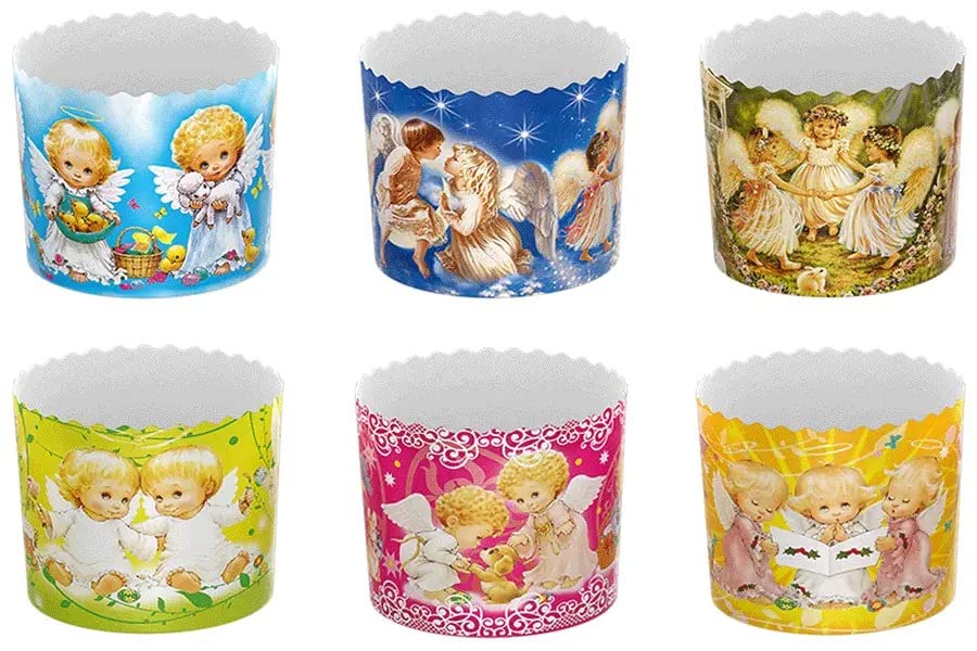 6pcs Baking Paper Molds for Easter Bread Cakes Panettone Paska Angels (130x85 mm)