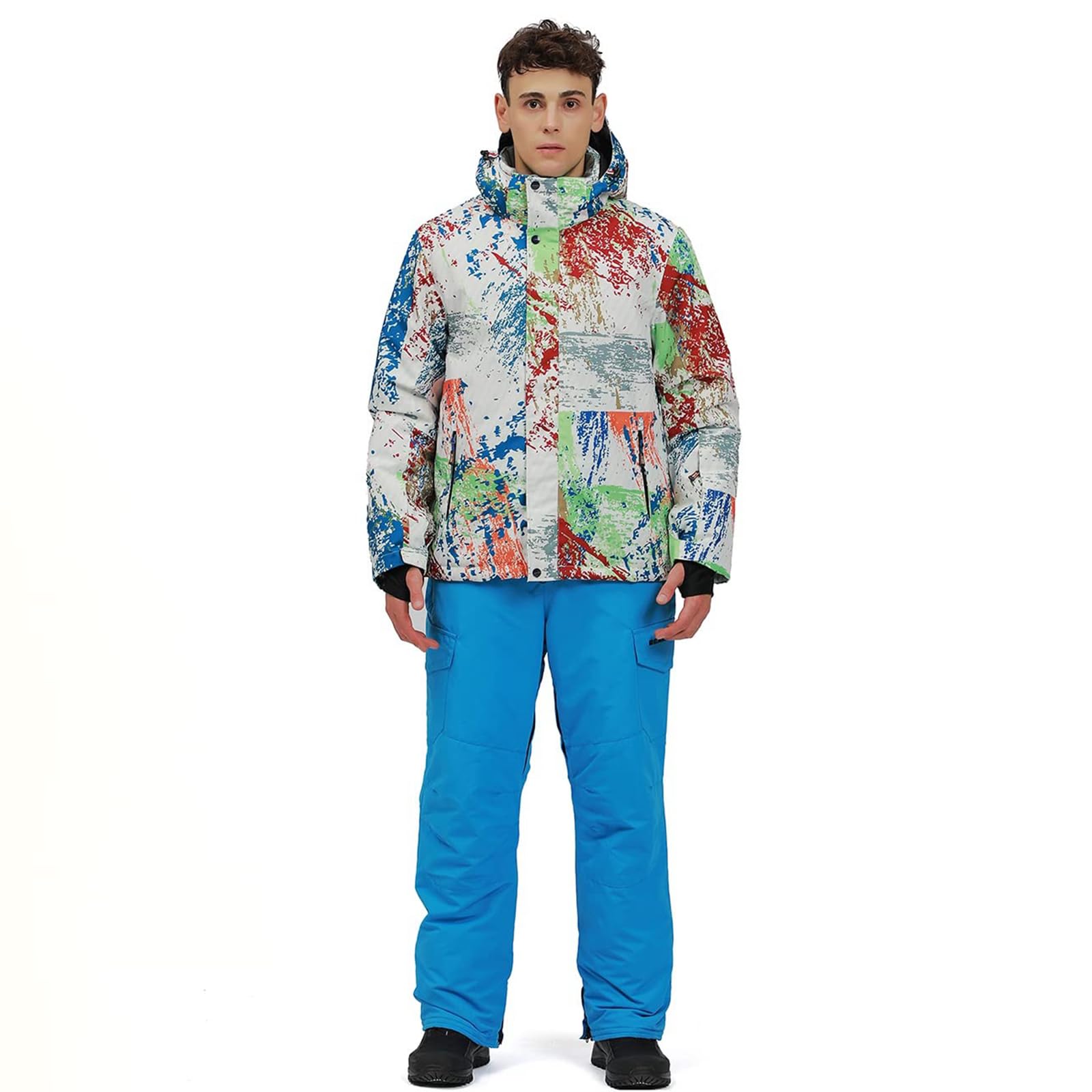 ALSOGO Traje de esquí para hombre invierno impermeable a prueba de viento esquí al aire libre chaquetas de nieve y pantalones chaquetas de snowboard