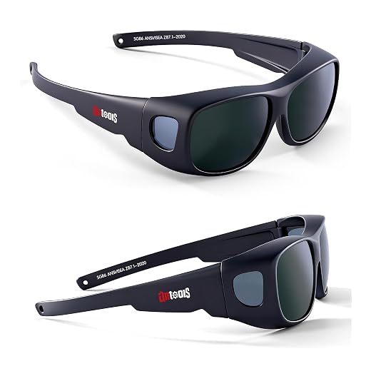 AnTools IR 5.0 Welding Glasses, Wrap-around Welding Goggles, Anti-scratch Welding Lens, UV Protection, Meet ANSI/ISEA, OSHA, Black