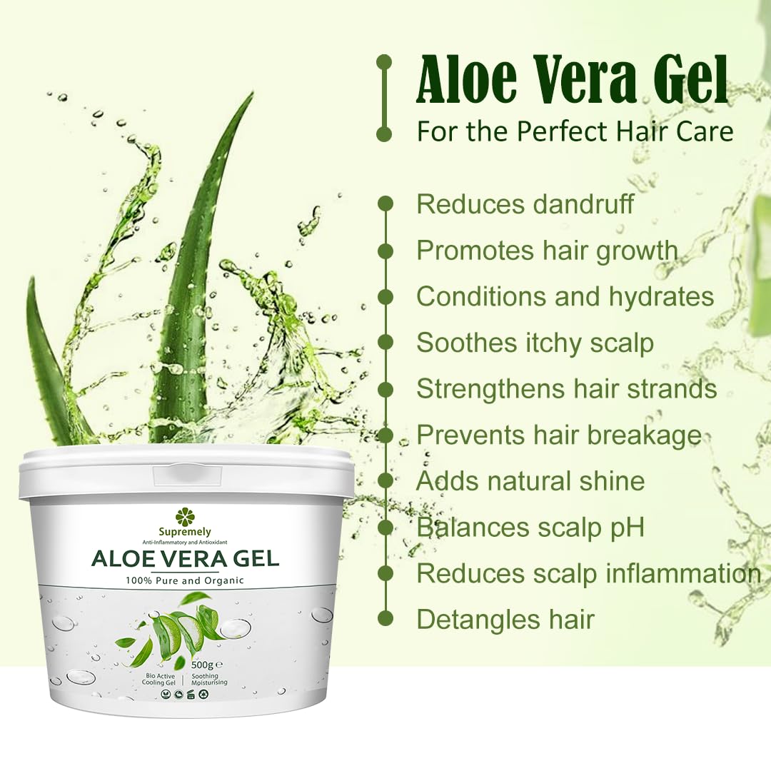 Supremely 100% Pure Aloe Vera Gel 500 Grams, Clear, 500 ml (Pack of 1) - Image 2