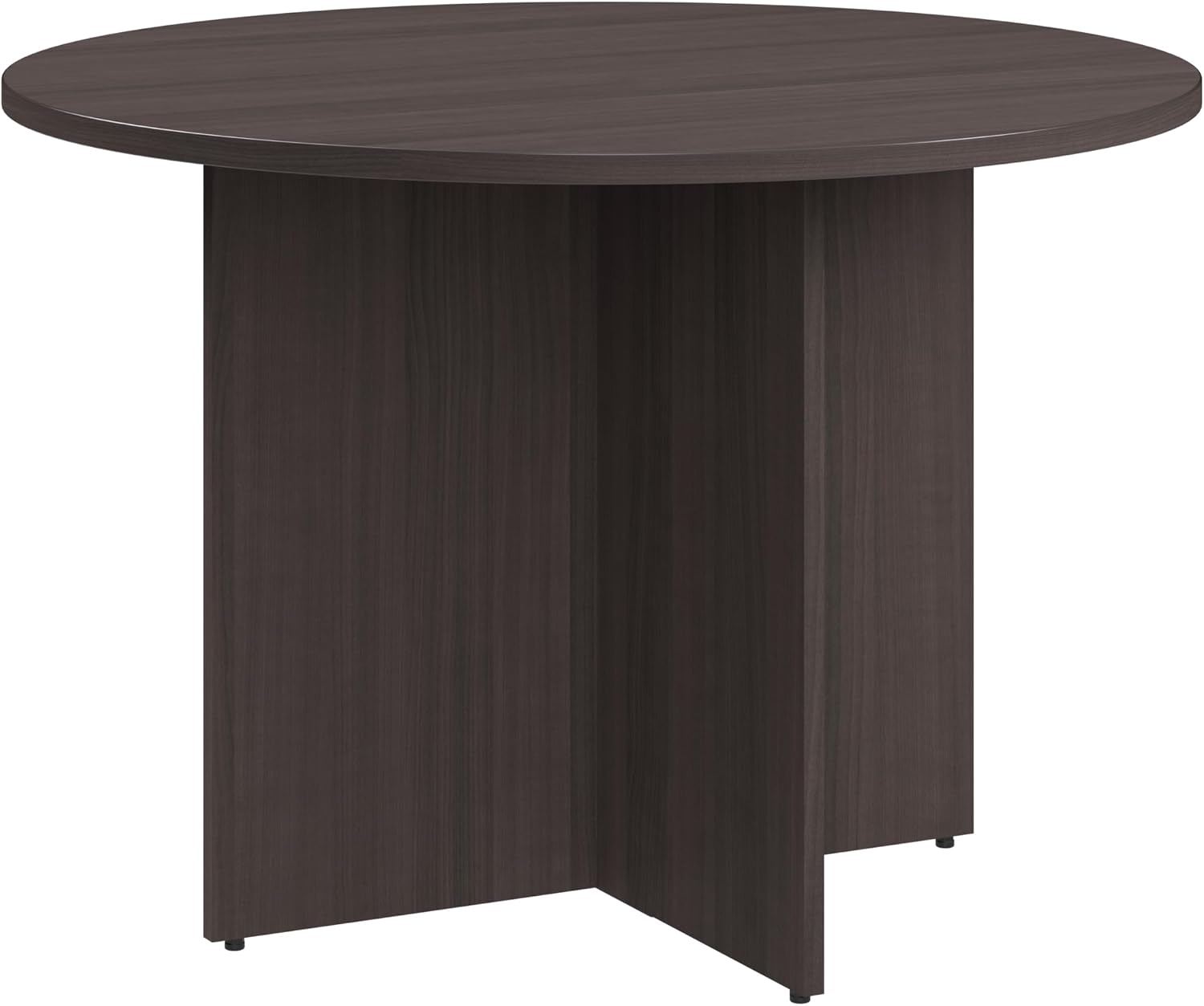 Bush Business Furniture 42-inch Round Conference Table with Wood Base, Circular Meeting Room Desk for 4 Users, Storm Gray