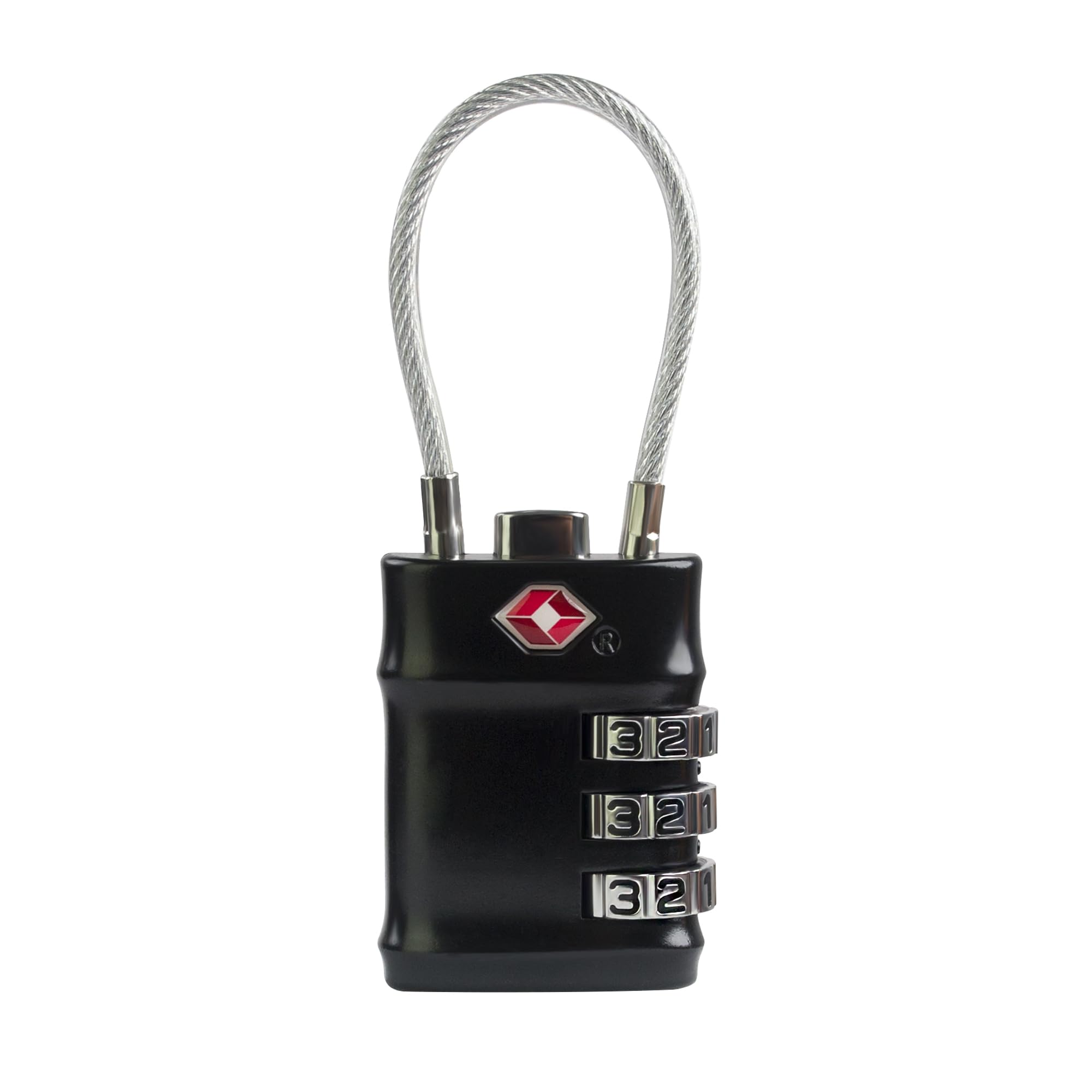 UP Security TSA Luggage Lock, Small Combination Lock, TSA Approved Suitcase Lock, Combination Lock with Cable for Suitcase, Gym, Gun Case (Black)