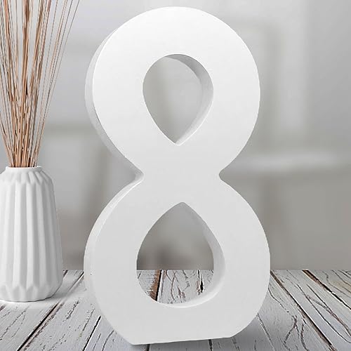 Números de madera blanca de 8 pulgadas, números de madera sin terminar para decoración de pared, números decorativos de pie, rebanadas, decoración