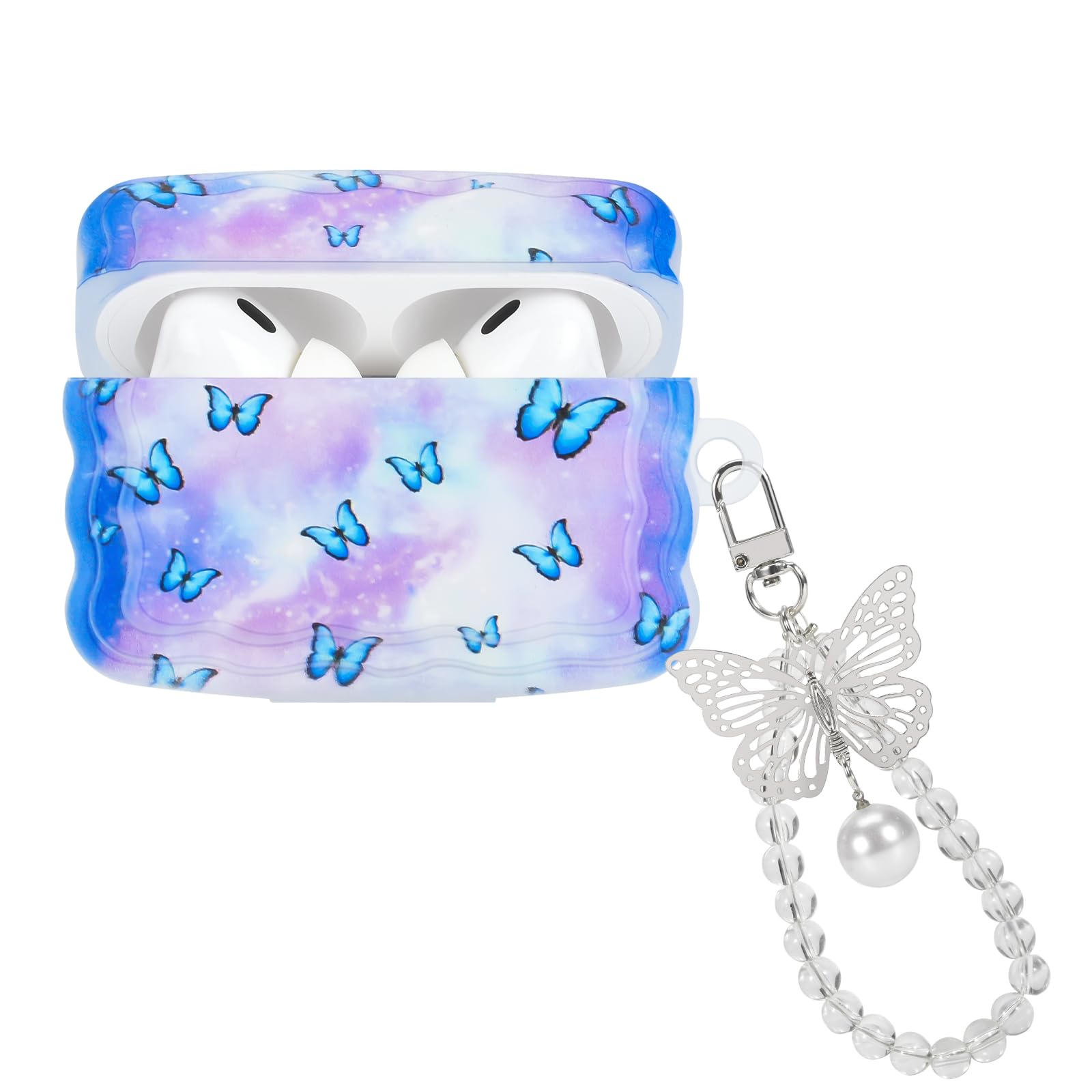 Cute Case for AirPods Pro (2019) with Crystal Butterfly Keychain