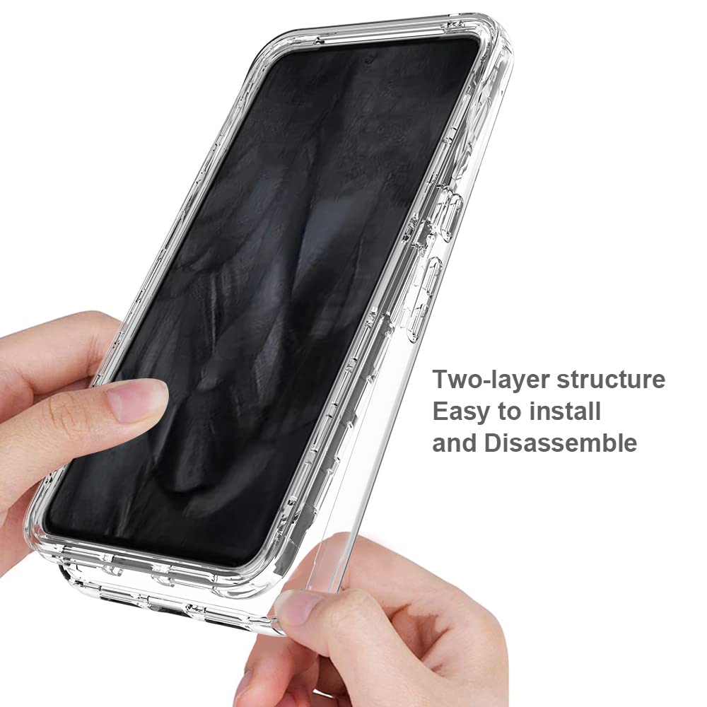 Custodia DESSEN Per Google Pixel 8, Antiurto Bumper Trasparente Con Telaio Anteriore E Retro, Protezione A 360°, Blu Scuro