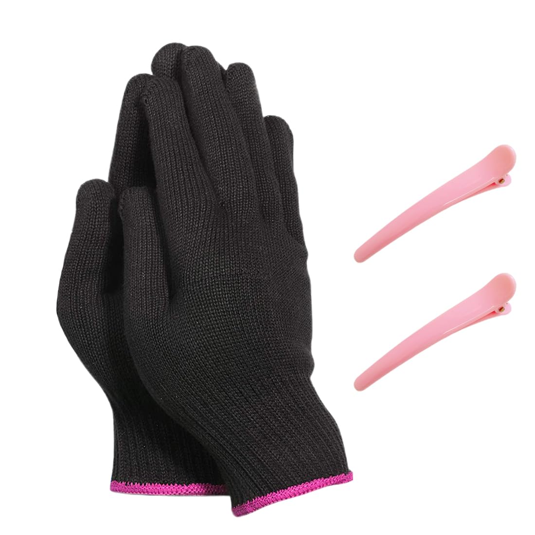 Gants de coiffure thermiques, Lot de 2 gants résistants à la chaleur avec 2 pinces à poudre pour le coiffage des cheveux chauffage pour fers à friser lisseurs et fers à friser