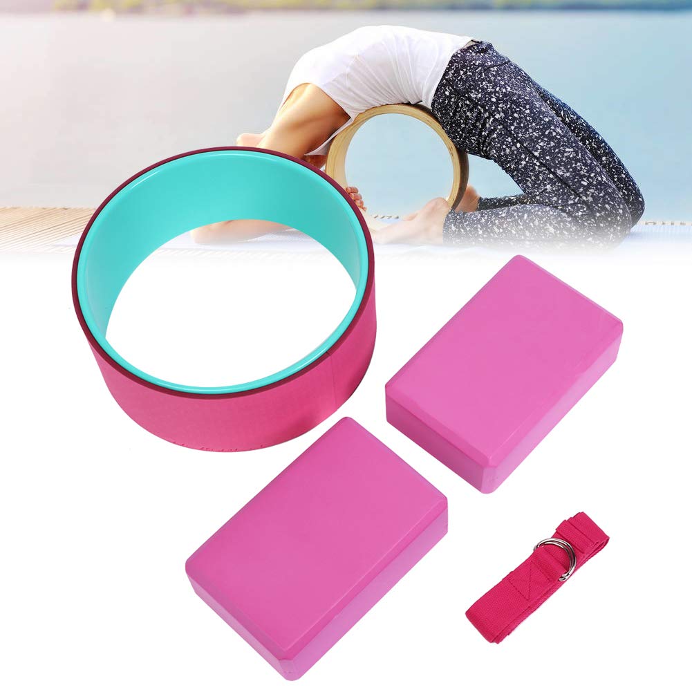4-teiliges Yoga-Rad-Yoga-Block-Stretchgürtel-Set, Yoga-Fitnessgeräte zur Linderung von Rückenschmerzen, hochwertiges ABS-Eva-Material mit hoher Rutschfestigkeit, tragbares