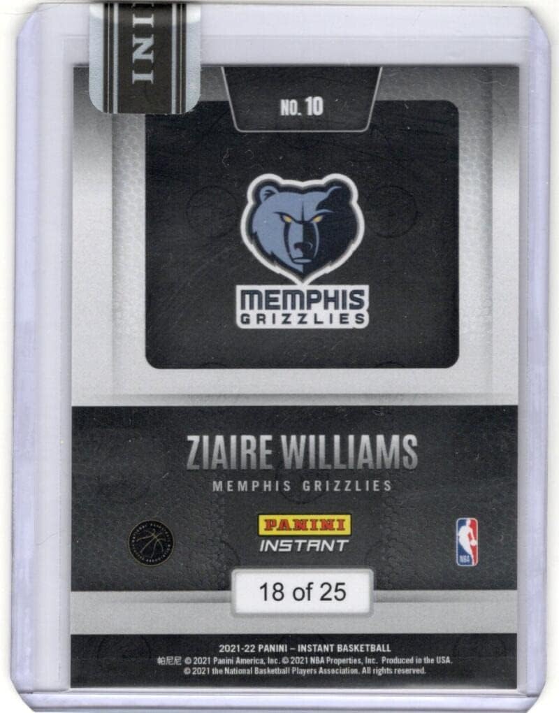 ZIAIRE WILLIAMS RC Rookie SP 2021-22 Panini Instant /25 RPS First Look Red #10 Memphis Grizzlies MT-MT+ NBA Basketball