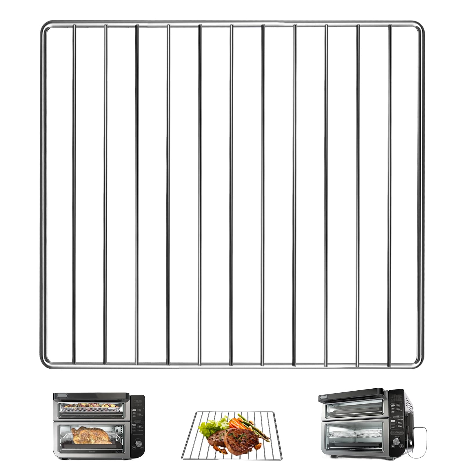 GCQFZ Wire Rack for Ninja DCT451 12 in 1 Smart Double Oven, 13''×12.4'' Stainless Steel Toaster Oven Replacement Parts Accessories Dehydrator Grill Rack for DCT601 DCT651 DCT401 DCT402BK Double Oven