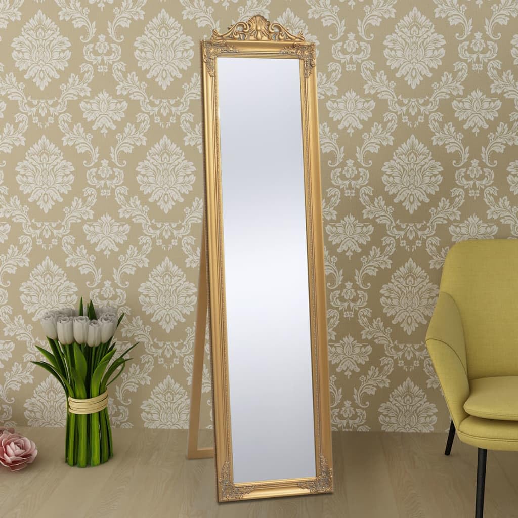 vidaXL Miroir sur Pied - Style Baroque - Maison de Campagne Antique - 160 x 40 cm - Doré