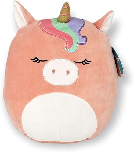 Miniatura 1 de SQUISHMALLOW KellyToys - 12 pulgadas (11.8 in) - Ilene el unicornio dormido rosa melocotón con arco iris - Almohada de peluche súper suave Pal Buddy