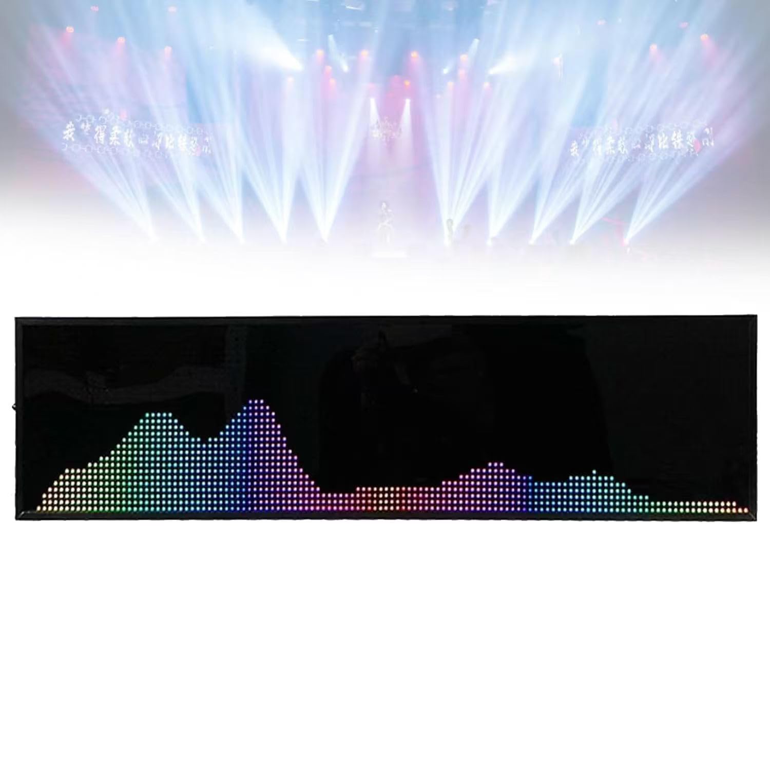 COYEUX Analizator widma muzyki LED, wyświetlacz poziomu dźwięku RGB, z 36 stylami wyświetlania, 16 kolorów, 6 punktów zmiennoprzecinkowych, 4 zakresy częstotliwości, 5 stylów zegara, do samochodu