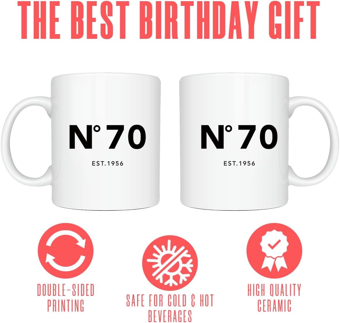 70th Birthday Gifts for Women Men,1956 Birthday Gifts for men Women Mom Dad Sister Best Friends 70th Birthday Mug Birthday Presents Coffee Mug White - Image 2