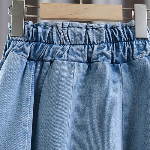 Girl’s Swing Denim Skirt Elastic High Waist A Line Pleated Casual Jean Skirt Y2K Summer Preppy Solid Casual Dress2