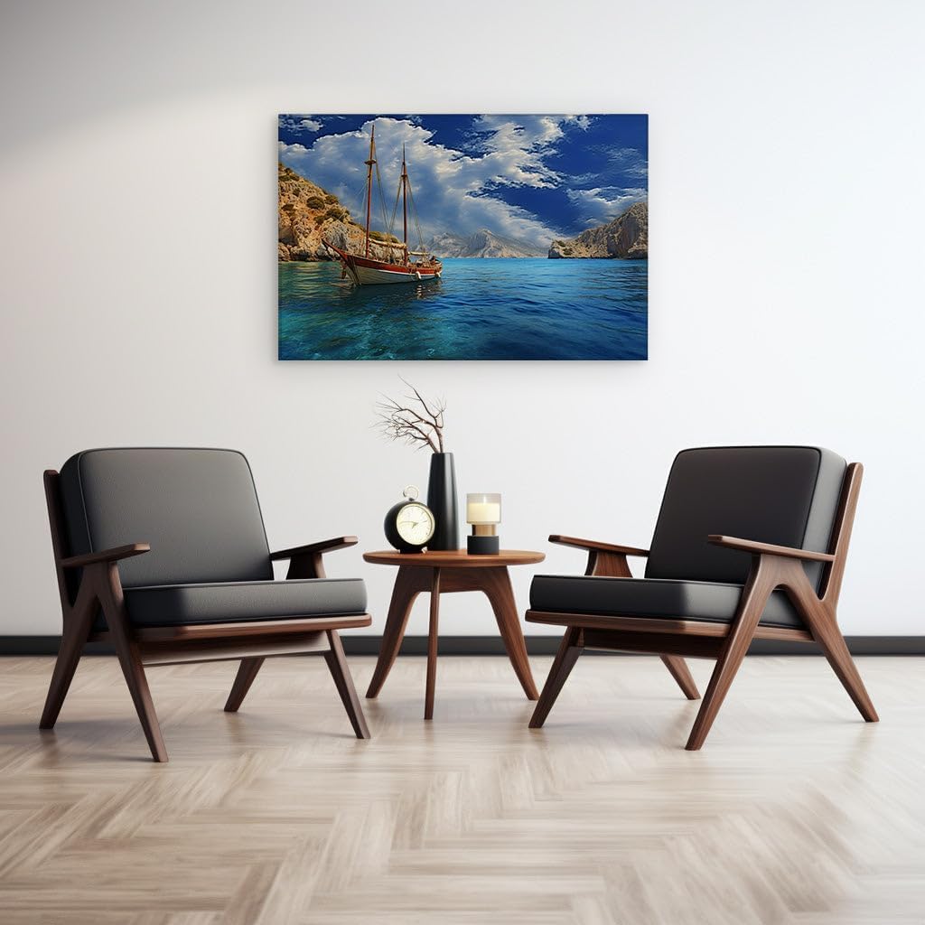 Canvas for Living room. Sail Into Serenity: A Vision of Peaceful Waters and Sky, 27 x 18 inch Canvas Wall Art - Contemporary Masterpieces - Modern Home Decor