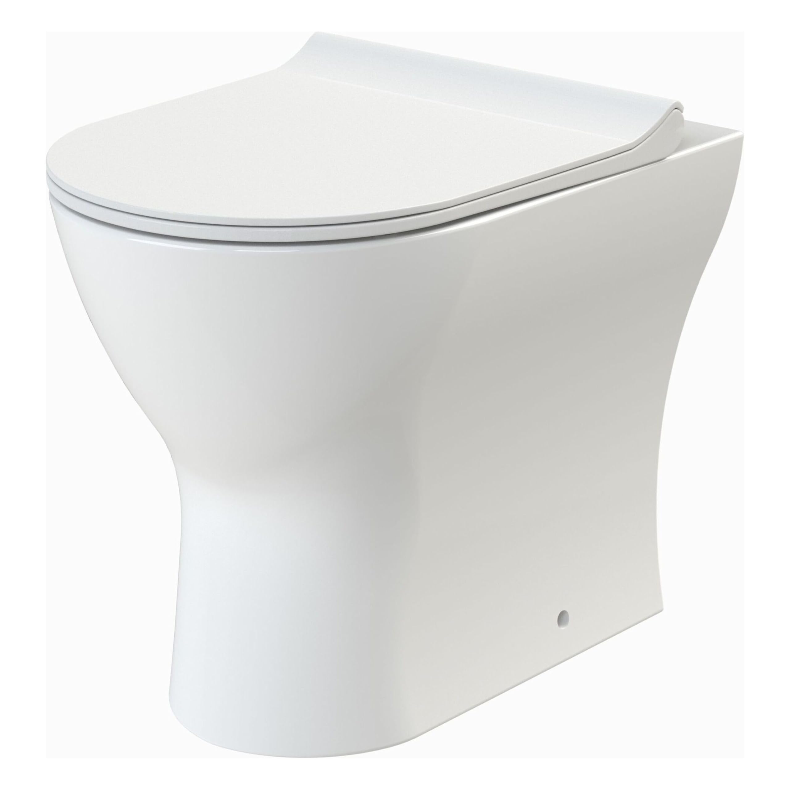 Balterley Round Back to Wall Toilet Pan & Soft Close Seat, Rimless Back to Wall Toilet Unit, Space Saving Toilets for Bathroom, BTW Toilets for Bathrooms - 365mm x 500mm x 417mm (White)