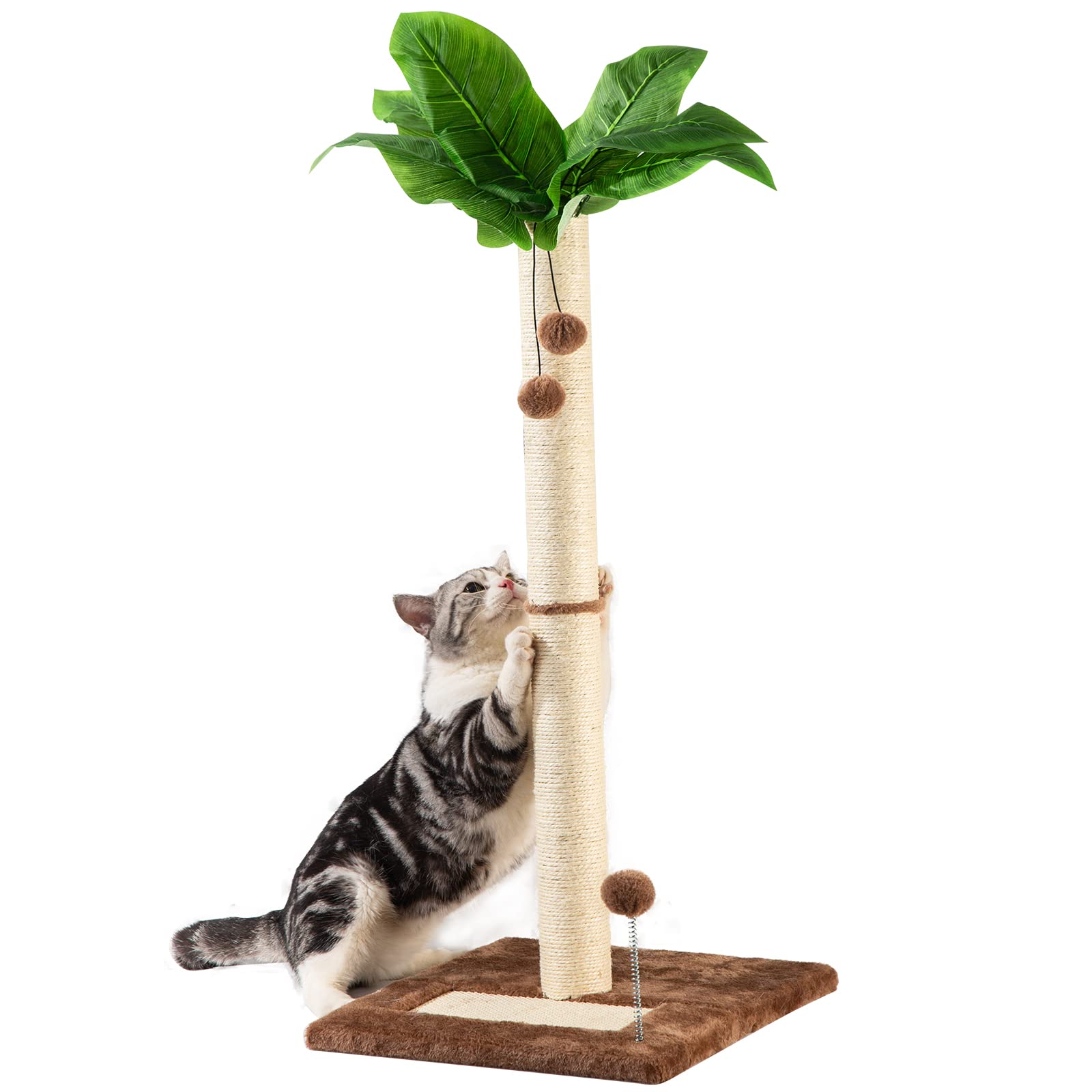 Grand Griffoir pour Chat Poteau 80cm avec Corde Sisal, Arbre a Chat en Bois Design Petit