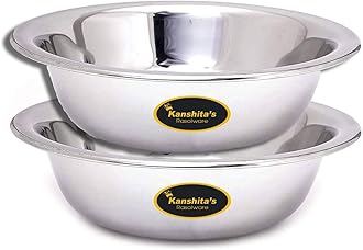 Stainless Steel Basin Bowl Set (3L + 4L) - Multi-Purpose Mixing, Kneading & Serving Bowls (Set of 2)