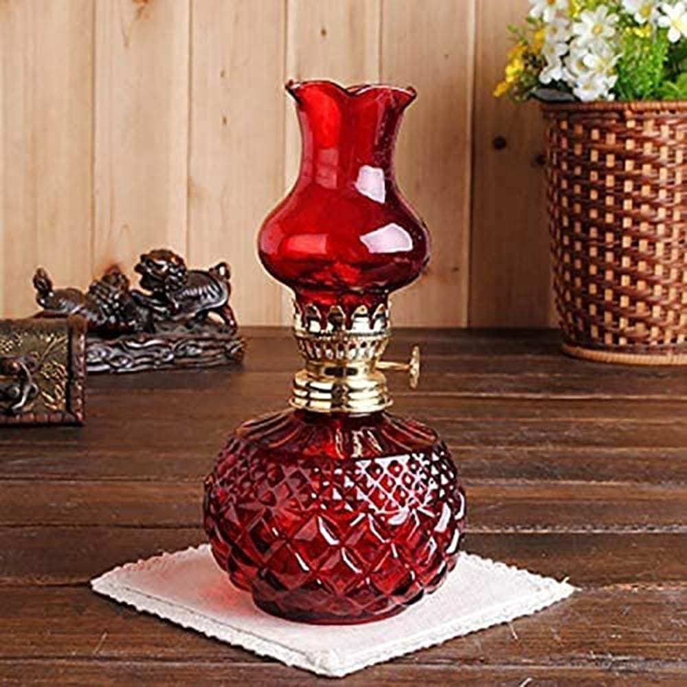 SEWACC Vintage Glass Kerosene Oil Lamp For Indoor Use, White
