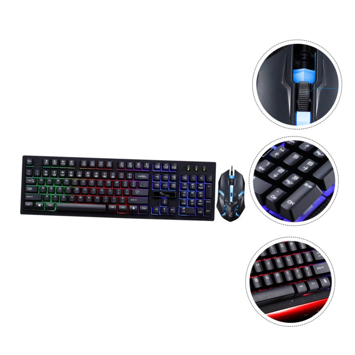 Kit Clavier et Souris de Jeu Filaire 104 Touches, Lumineux Noir