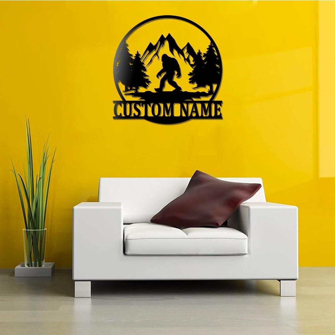 Custom Wild Monster Metal Wall Art With Led Light - Personalized Bigfoot Name Sign Decoration For Home Decor