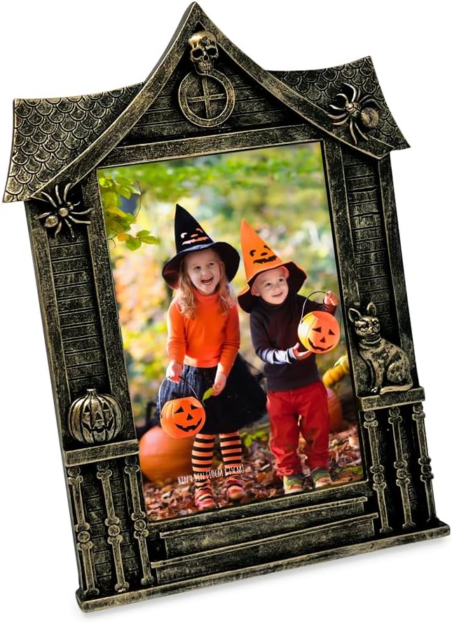 Isaac Jacobs 4x6 HauntedHouse Shaped Picture Frame, Photo