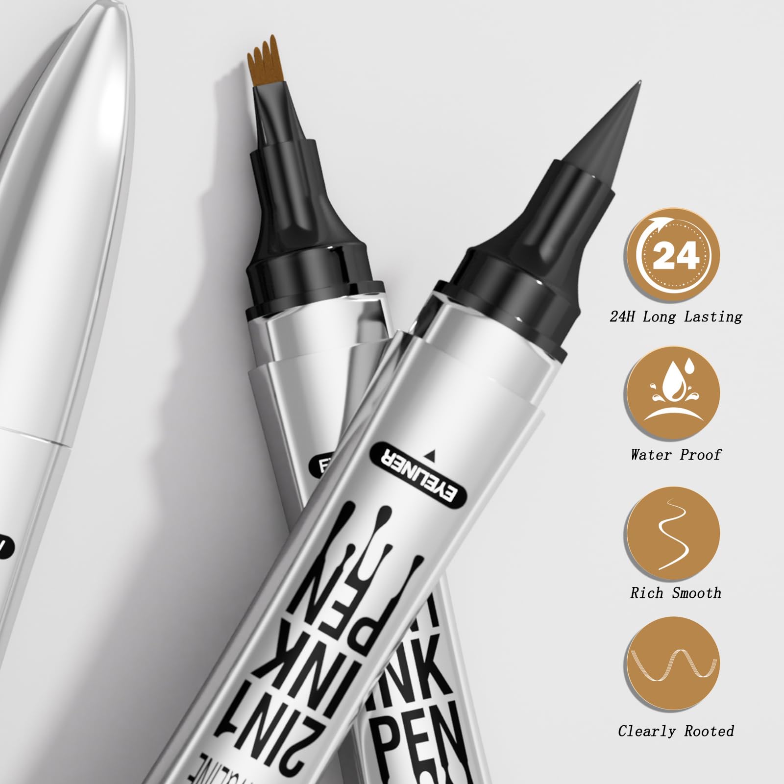 Matita Sopracciglia 3D Impermeabile Penna Liquida per Sopracciglia a Lunga Durata, Effetto Naturale e Preciso Crea Sopracciglia Dall'aspetto Naturale (Marrone Chiaro)